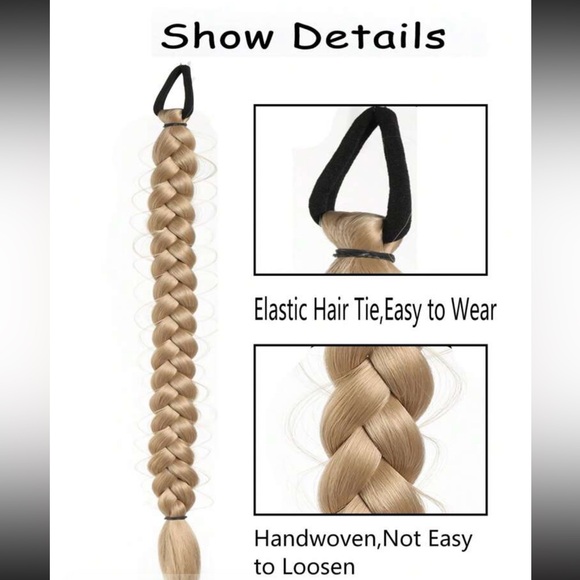 Synthetic Long Twist Braid Ponytail Extensions With Rubber Band 24 Inch Boxing - Picture 3 of 4